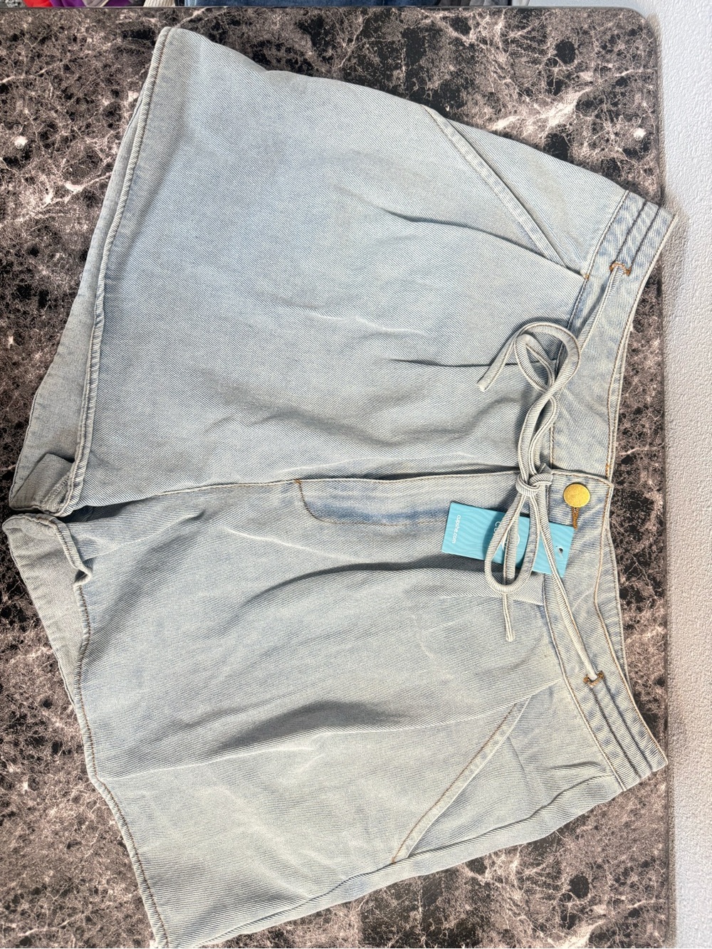 Cupshe Medium Light Blue Women's Drawstring Denim Shorts